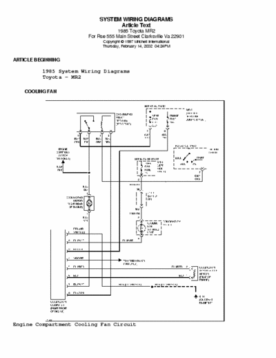 Toyota MR2 System Wiring Diagram - Cooling, Defoggers, Horn, Door, Mirror, Windows, Radio, Starting, Charging, Wiper, Washer - pag. 10